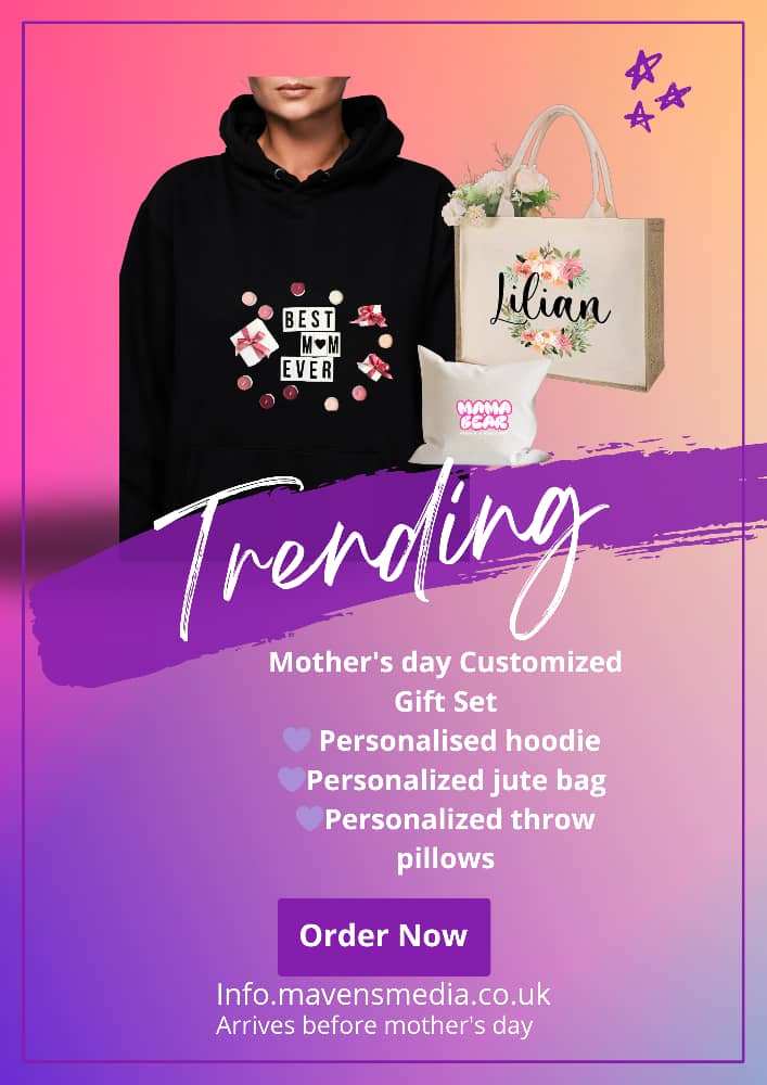 Personalised Mothers Day Gift Set - Customised Hoodie, Jute Bag and Throw Pillow